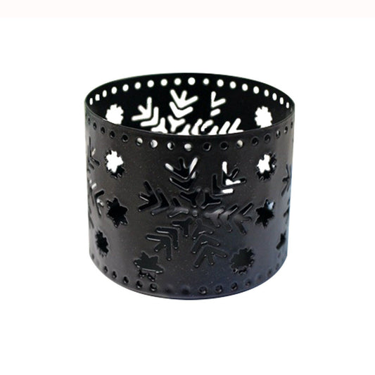 Hollow Iron Candlestick holder Crafts Ornament Black Snow Flake Design 2 Piece