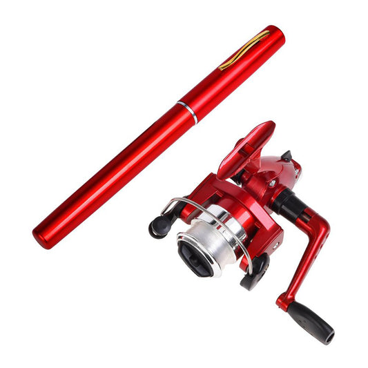 Fishing Rod and Reel Pen Combo Red
