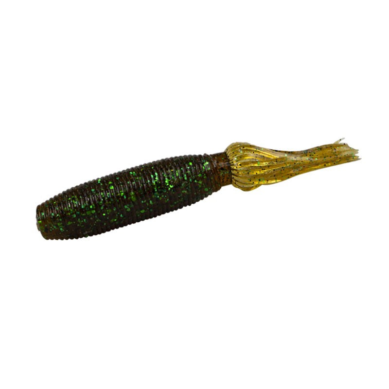 Fishing Lure Soft PVC Worm Tube Body 4 per packet colour Pumpkin Green & Purple