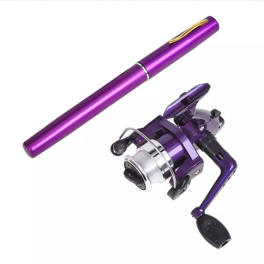 Fishing Rod and Reel Pen Combo Purple
