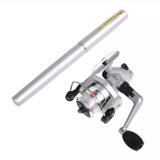 Fishing Rod and Reel Pen Combo Silver