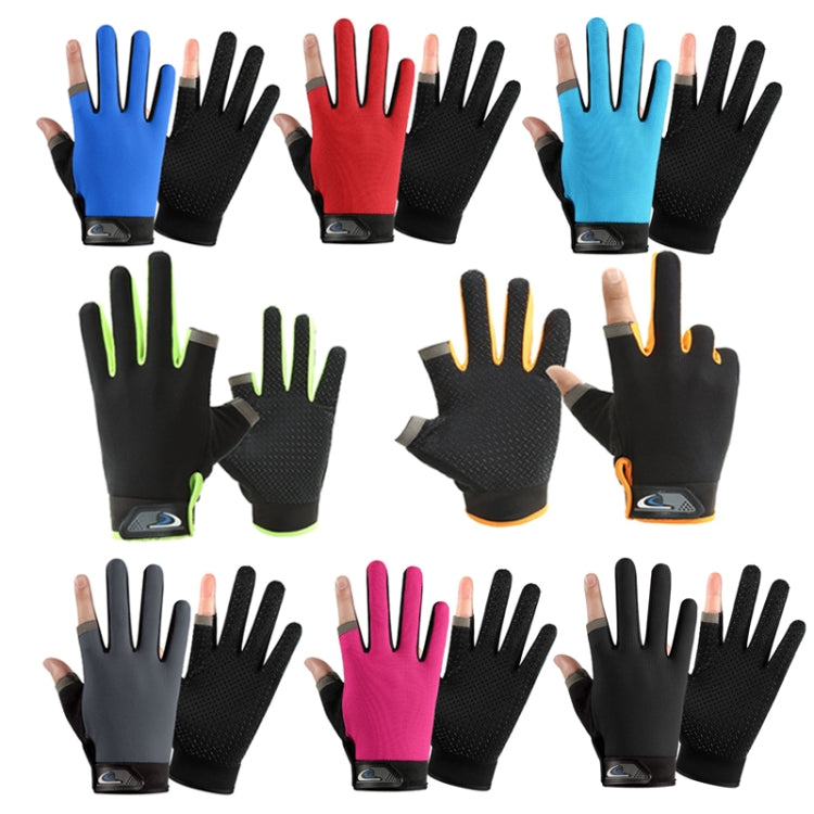Fishing and other Sports Gloves Non-Slip Two-Finger Exposed Black - Pair