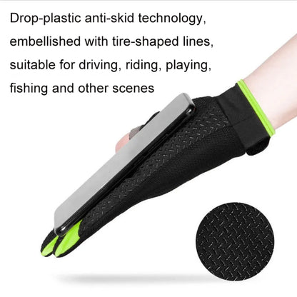 Fishing and other Sports Gloves Non-Slip Two-Finger Exposed Black - Pair