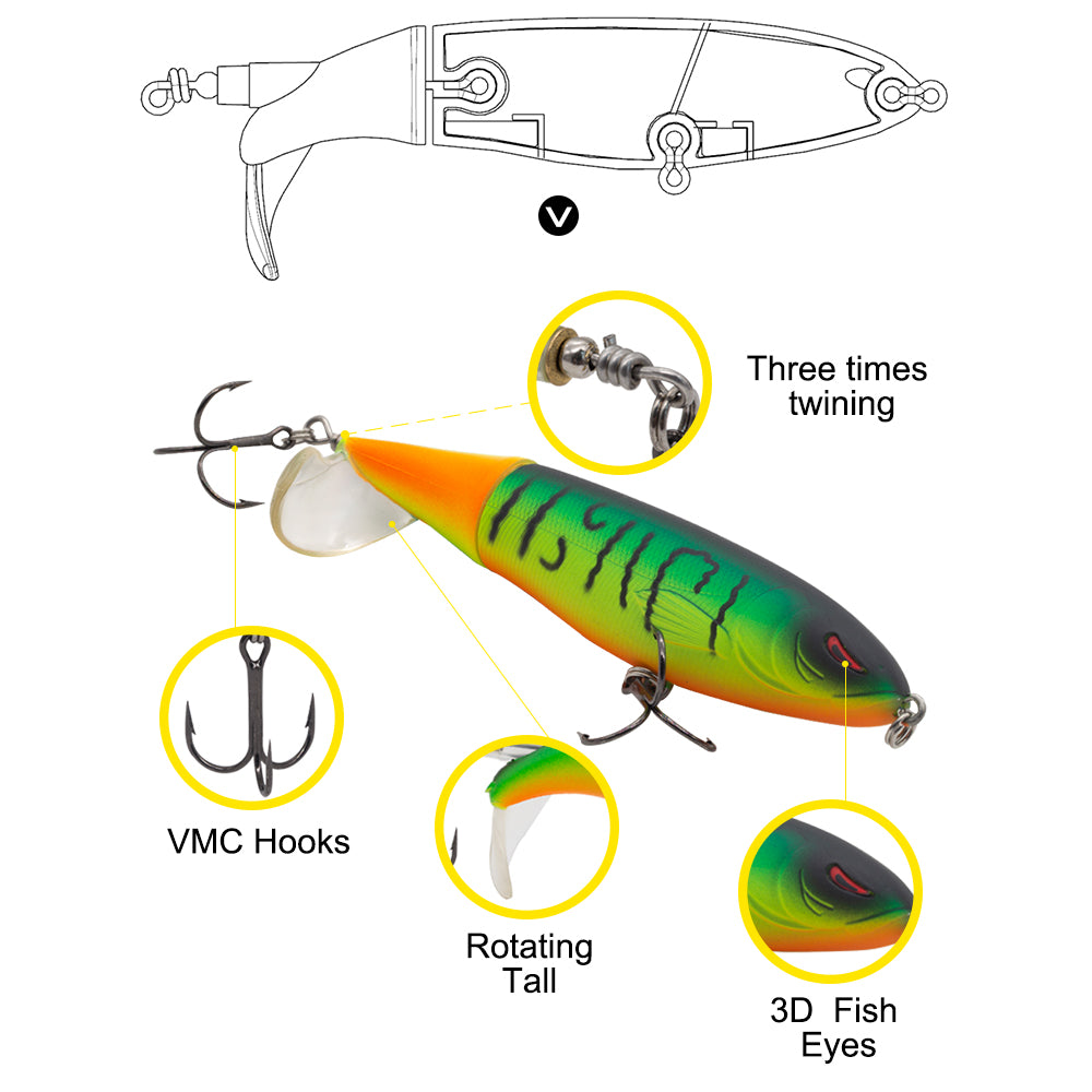 Fishing Lure Hard Bait Pencil Type rotating tail colour 7