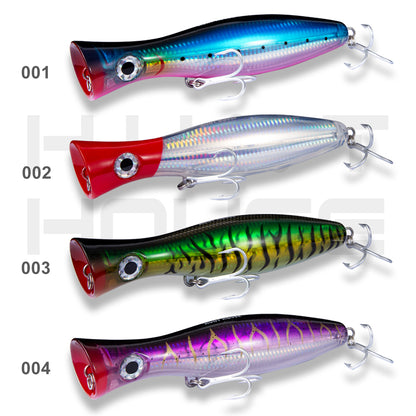 Bullet Plastic Popper Lure Top water colour Red and Silver