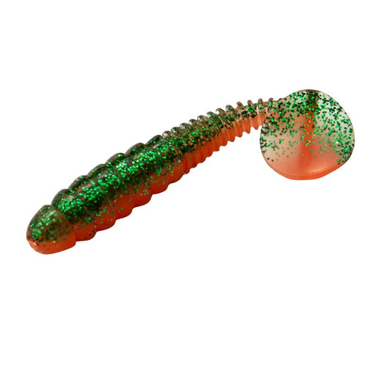 Fishing Lure Soft Paddle Bait 5 per packet Green / Red with flecks