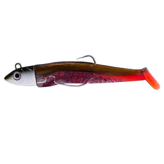 Fishing Lure Soft Minnow Style with Jig Head Brown-Orange and Black-Silver