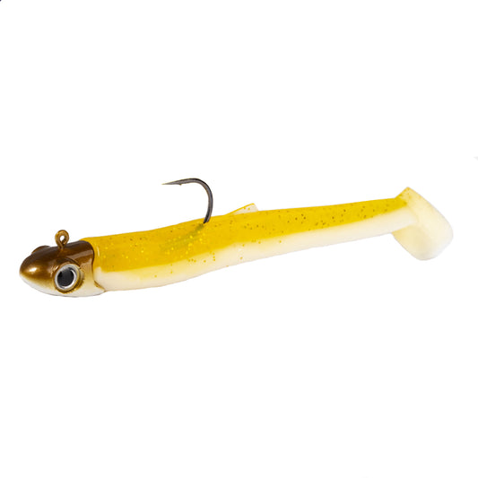 Fishing Lure Soft Minnow Style with Jig Head Sunset-Orange and Yellow