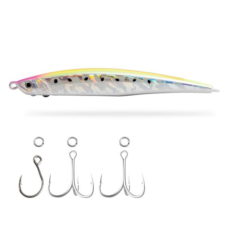 Fishing Lure Hard Press Jerk Sinking Minnow Yellow Silver