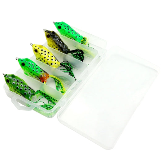 Fishing Lure Soft Imitation Frog Style 5 Piece with Plastic Box