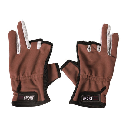Fishing gloves High Elasticity Brown 3 Open Fingers