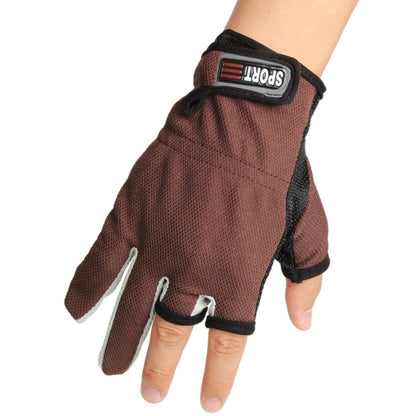 Fishing gloves High Elasticity Brown 3 Open Fingers