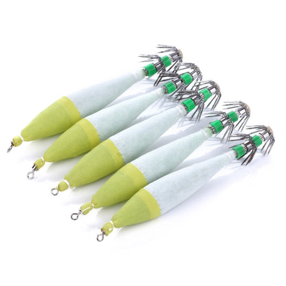 Luminous Explosion Squid Hook 5 Piece set - White, Yellow