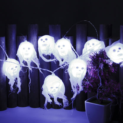 Halloween LED White Yarn Skull Ghost Festival Horror Decorative Lights